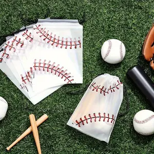 20pcs, Drawstring Baseball Party Bag, Bundle Storage Bag, Cosmetics Storage Bag, Baseball Gift Bag, Boys' Birthday Baseball Theme Party Supplies, Party Bag, Party Gift Bag, Craft Tote Bag, Party Favors, Party Favors Assortment