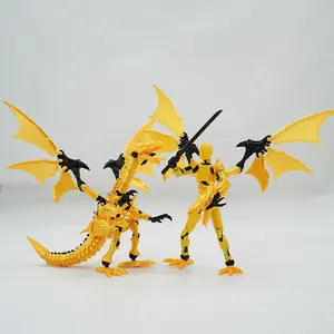 New Dragon Man + Dragon Set Anime Action Figure, Handmade Assembled, Jointed Dragon with Scaled Armor and Claws, 3D Printed Collectible