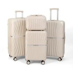 AAIVV 4 Piece Luggage Set, Durable Expandable ABS Hardshell Suitcase with TSA Lock, USB Charging Port & Cup Holder, Smooth Spinner Wheels (13/20/26/28in) Ideal for Family Travel and Back to School