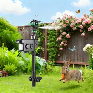 Motion Activated Animal Repellent Sprinkler Solar Powered, 120° Sensor 30ft Range for Garden Yard Protection, 7.4x3.1x25.2in