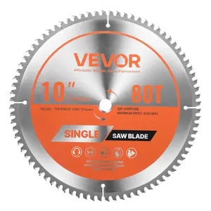 【DealsForYouDays】VEVOR 254 mm (10 in) Circular Saw Blade, 80 Sharp Alloy Teeth, 5/8 in Arbor, 0.102 in Thickness, 1.48 lbs, Built to Last, Fine Finish, Aluminum/Steel Cutting Blade, Noise-Reducing Heat Vents