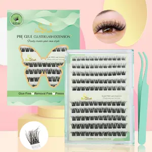 Self Adhesive Cluster Eyelashes, 1 Box Natural 3D Wispy Lash Extensions, No Glue Needed Cluster Lashes, Easy To Apply for Eye Makeup, DIY Eyelash Extensions, Cosmetic