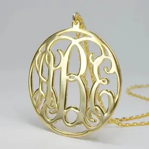 Customized Gold Circle Pendant Necklace for Women