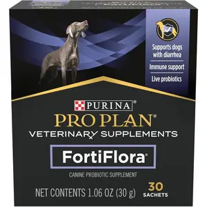 Purina Supplements FortiFlora Canine Probiotics for Dogs, Helps Digestive Gut Health and Diarrhea - 30 ct. Box, Vet Recommended Dog Probiotic, Daily Digestive Support, Gut Balance, Immune Support, Easy Sprinkle Powder