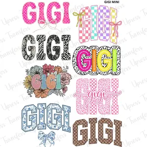 Gigi Mini DTF Transfer Gang Sheet 24.5" wide x 36" long. Direct To Film Mini Gang Sheet