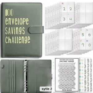 Syle 2 Money Saving Book with Envelope, 100 Envelope Savings Challenge, Total Pages: 8, Total Value: $8.50
