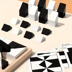 Wooden Hidden Block Puzzle Set, Interactive Family Game, Building Blocks, Wooden Stacking Puzzle, Spatial Thinking Training Toy, Focus Enhancer, Wooden Jigsaw Puzzle, Geometric Cube Pattern, Challenge Puzzle Game, Stem Montessori Puzzle