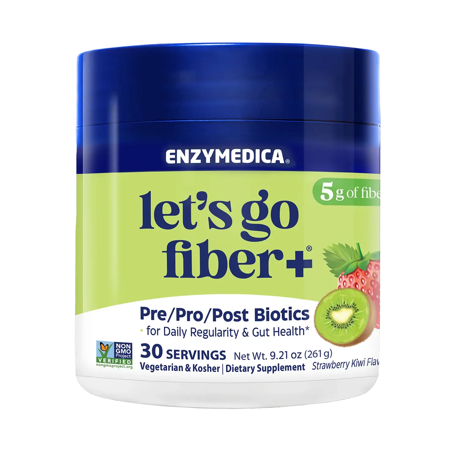 Let's Go Fiber+ Strawberry Kiwi  | Daily regularity and gut health | Fermentable, upcycled resistant starch, acacia fiber, 1 billion CFU probiotics and a clinically studied postbiotic