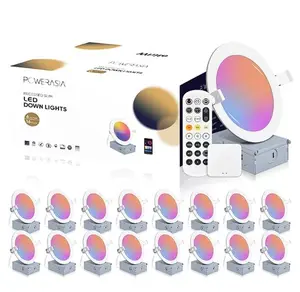 POWERS AIM 16 Pack Smart Recessed Lighting 6 Inch Ultra-Thin LED Downlights with APP Intelligent Control Compatible with Alexa Google Assistant ETL Energy Star