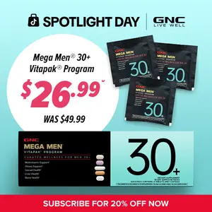 GNC Mega Men's 30+ Vitapak, 5-in-1, Multivitamin, Stress & Bone Support, 30 Count, Healthcare, Edible Dietary Supplement, Overall Wellness, Fitness