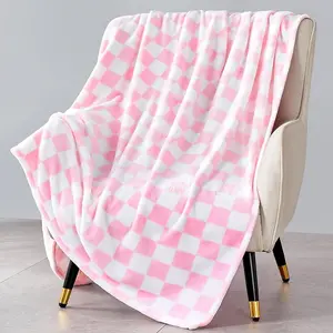 Checkered Blanket, Ultra Soft Fleece Checkered Throw Blankets for Couch Bed and Travel, Luxury Throws for All Seasons, 50x60 Inch