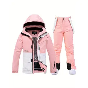 Women's Ski Jacket and Trousers Windproof High Quality Cold Adjustable Ski Top and Trousers Winter Snow Sports Snowboarding Skating Mountaineering Camping Ski Clothing Set Pink Outfits(Sheets)