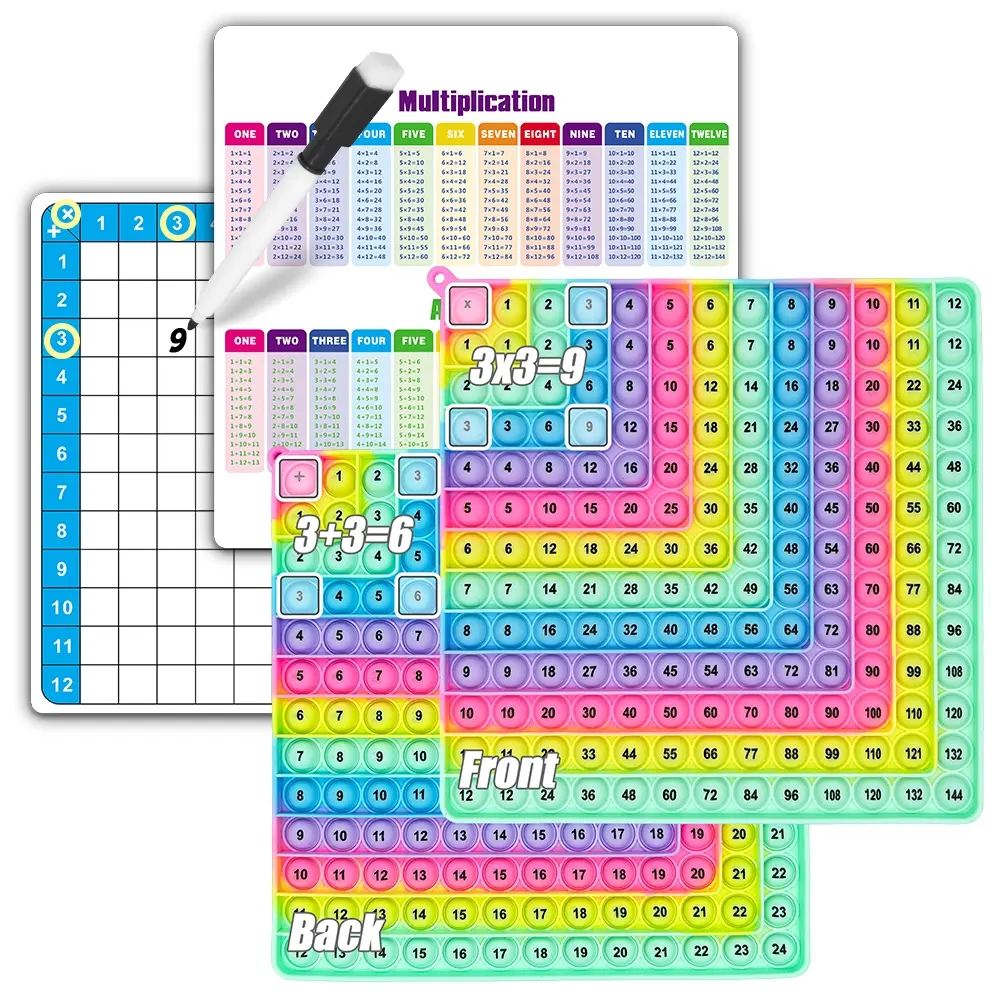 12x12&12+12 Multiplication Addition Learning Games Writable Board Reusable Practice Cards Educational Toy for Home Classroom Math Flashcard Set with Erasable Pen for Kids Ages 3+, Math Learning Tools Math Teaching Aid