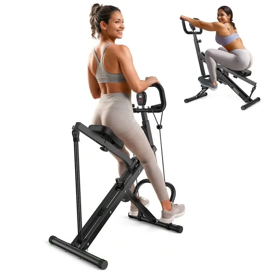 Iron Squat Machine, Foldable At Home Gym Equipment for Cardio Strength Training and Glute Workout, Includes 4 Resistance Bands, 330 lbs Capacity, Foldable Fitness Equipment, Portable Workout Equipment
