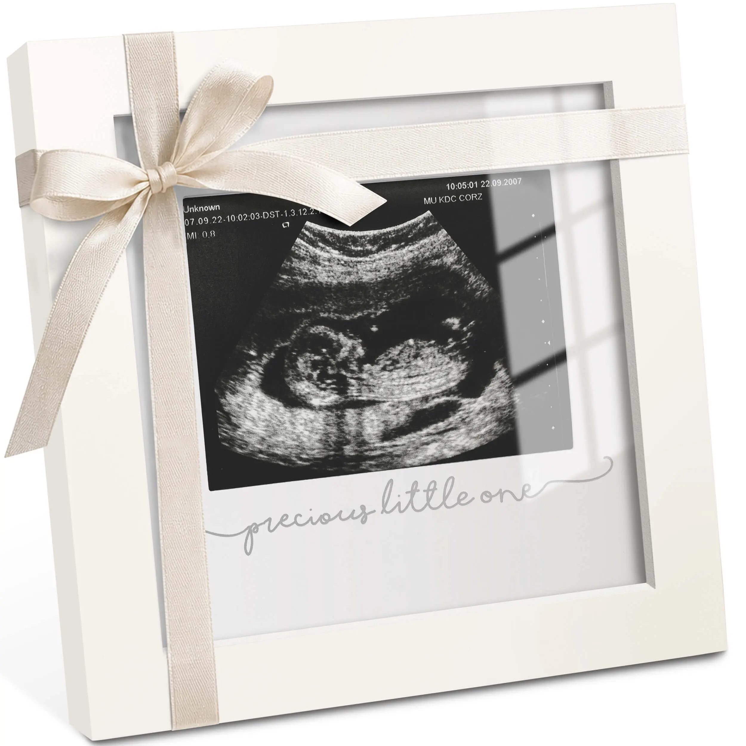 KeaBabies Wood Baby Sonogram Glass Photo Frame - Modern 2-Cutouts Holder, Nursery Decoration, Pregnancy Announcement Gift for Expecting Parents to Anticipate Newborn Arrival