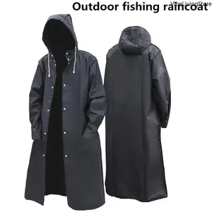 Black Fashion Adult Waterproof Long Raincoat Women Men Rain Coat Hooded For Outdoor Hiking Travel Fishing Climbing Thickened