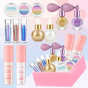 PAPOIYA Beauty Makeup Highlighter Product Collection - Fairy Dust Highlight Patting, Body Glitter Spray, Chameleon Rainbow Eyeshadow, Full Body Face Hair  Pearlescent Patting Powder for Face and Eye, Christmas New Year Sparkling Body Glitter Shimmer