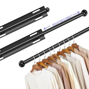 Adjustable Metal Coat Rack, Extendable Hanging Rod for Closet, Bedroom, Bathroom, Multiple Options Available