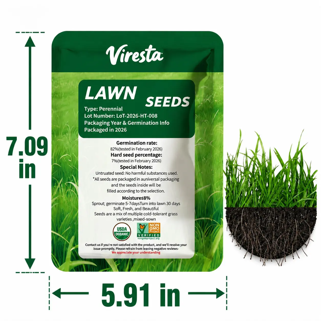 Grass Seed and Shade Grass, Grows quickly and withstands all seasons, perfect for high-quality turf and golf courses, High Germination Grass Seeds Grown in USA