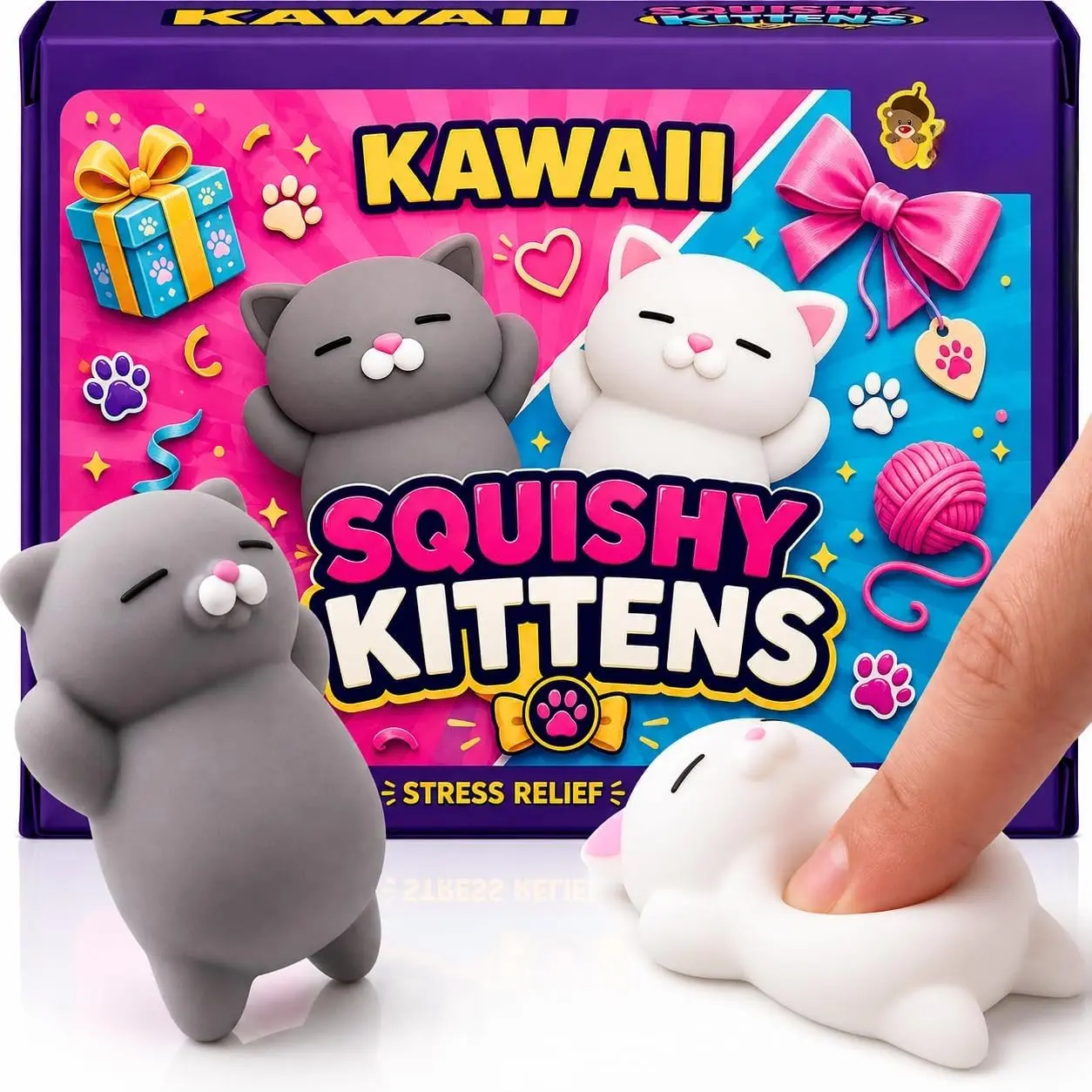 XTAUTO  Squishy Cat Set - 2" Soft Silicone Kawaii Kitties, Top Stress Relief Toy 2026 Unique Gifts for Teens Kids Women Men Adults Best Teenage Girls Teen Boy Tween Christmas Stocking Stuffers Idea