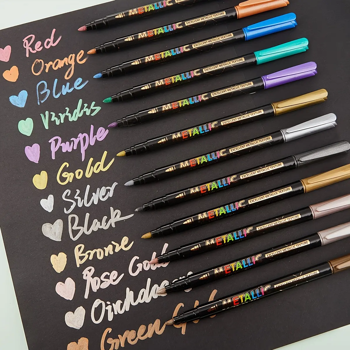 Noluck 12 Metallic Paint Markers Pens, Marker Pens for Rock Painting,Black Paper, Scrapbook, Photo Album, Paint Marker for DIY Arts & Crafts, Glass, Wood, Card Making,Scrapbook Supplies