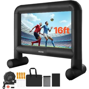 VEVOR 16FT Inflatable Movie Screen Outdoor, Inflatable Projector Screen with Portable Storage Bag, 16:9 Easy Set Up Movie Projection for Outdoor Backyard, Home Theater, Theme Party