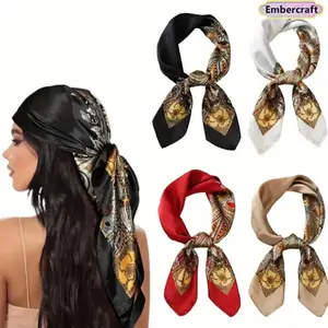 4PCS 27" Satin Silk Hair Scarf Bandana Set – Unisex Square Head Scarf, UV Protection, Lightweight & Soft, Versatile Hair Accessory for Sports, Outdoor, Daily Wear, Casual Outfits, Travel, Yoga & Summer Activities