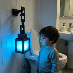 Pixel Minecraft Soul Lantern NightLamp 16 Color RGB Rechargeable LightRemote Control Handmade Design with 3DPrinting Four Lighting Modes for BedroomGaming Space Decoration Wall Lamp