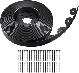 Garden Edging Border, 50FT 2-Inch Flexible Landscape Edging with 48 Stakes, Tool-Free Plastic Lawn Border for Flower Bed Edging Borders, Yard & Landscaping Projects