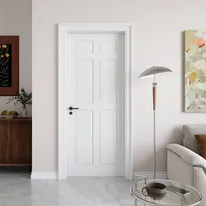 6-Panel Interior Door,White Primed Panel Pre-Assembled French Door for Closet Pantry Bedroom Livingroom Study Office,as Prehung, Pocket, Barn Doors-Shaker w/o Hardware