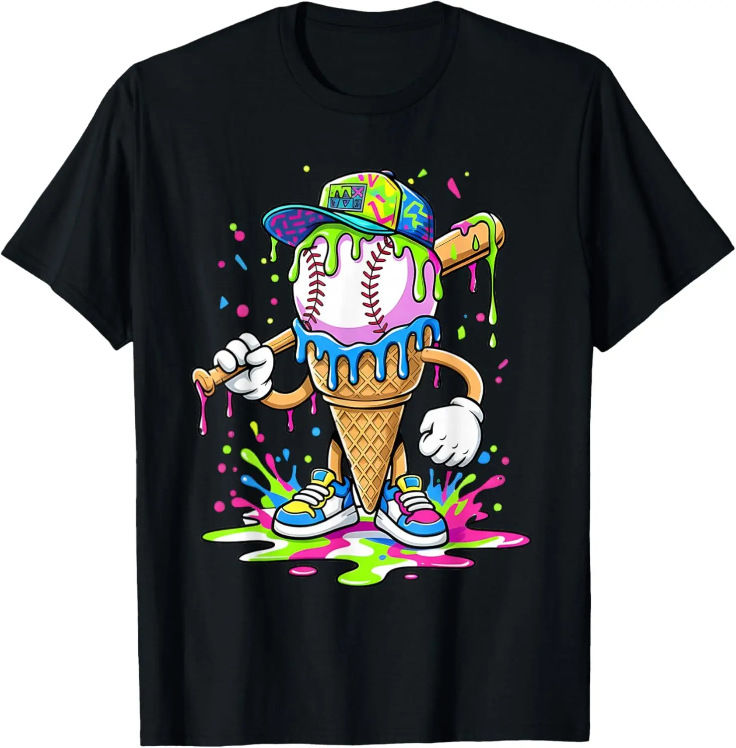 Baseball Drip for Boys Ice Cream Drip Youth Boys Baseball T-Shirt YOUNG BOYS graphic tee