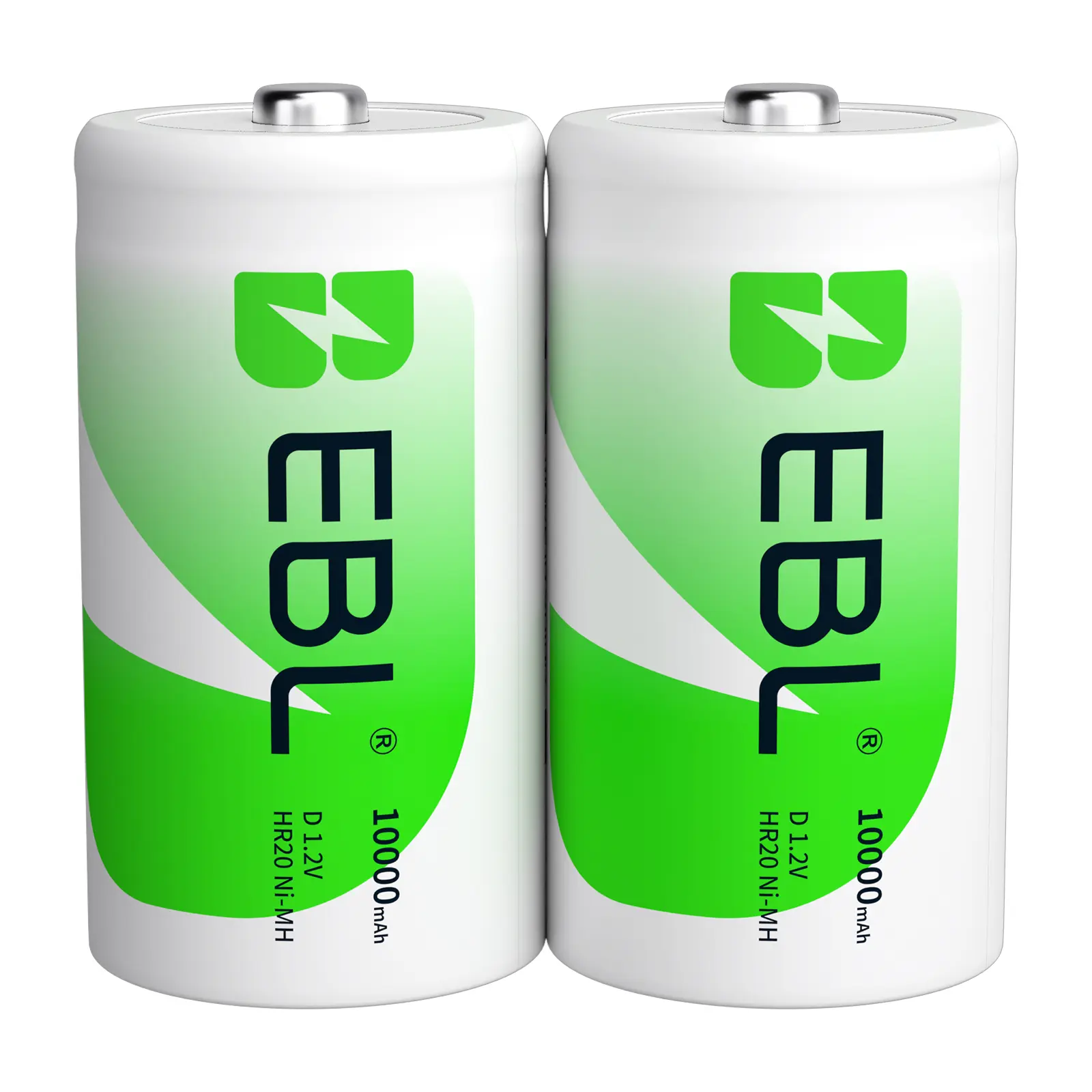 EBL 10000mAh Ni-MH Rechargeable D Batteries | Pre-Charged with Case, 1200 Cycles for Flashlights & Toys