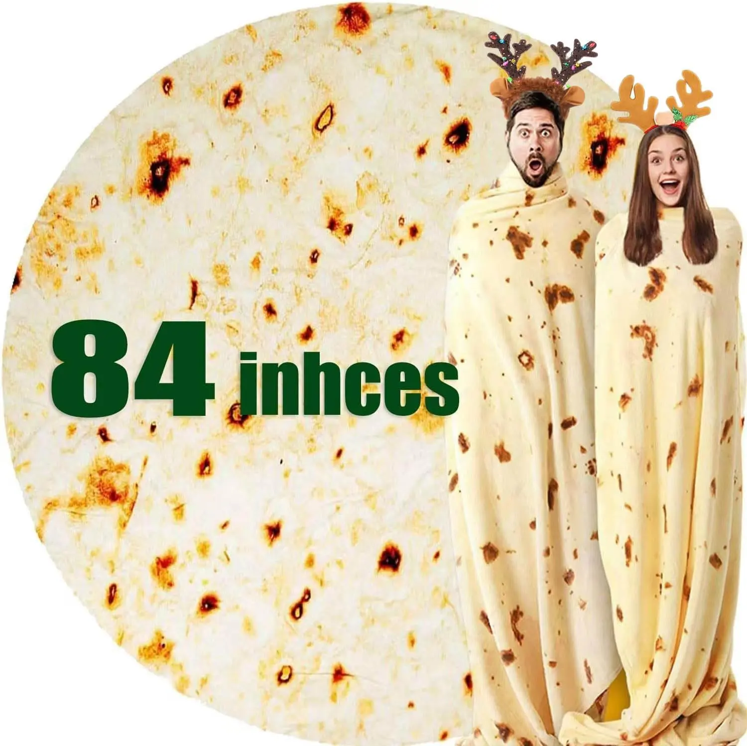 Taco Blanket for Adults 85in Soft Flannel Burrito Throw Funny White Elephant Gift Cozy Home Decor Playful Taco Food Theme