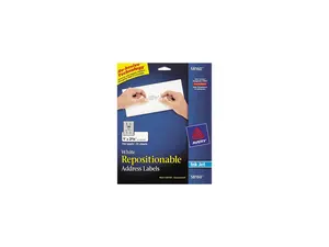 Avery 58160 Re-hesive Inkjet Labels, 1 x 2 5/8, White, 750/Pack