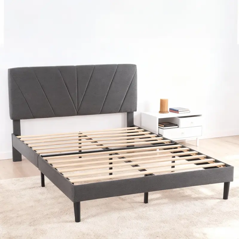 Sweetcrispy Contemporary Upholstered Platform Bed Frame - Twin & Queen Sizes, Adjustable Headboard & Height, Velvet Foam, 800 lbs Heavy Duty Upholstered Bed Base, Reinforced Slats, No Box Spring Furniture