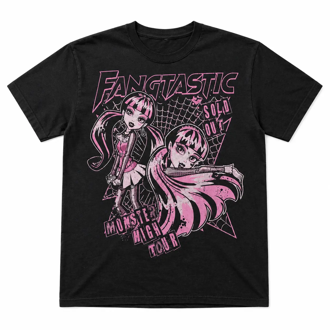 Men's and Women's T-Shirt, Vintage Monster High Fangtastic Graphic Tee, Retro Aesthetic Shirt, Unisex Gift Manga Anime Shirt, Gothic Grunge Y2K Emo Scene Amity Affliction Style Clothes Menswear Womenswear Streetwear