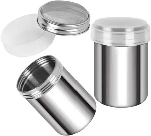 2 Pack Powdered Sugar Shaker Duster Cinnamon Shaker Flour Sifter Fine Mesh Stainless Steel Dredge for Baking Soda Flour Cinnamon Cocoa