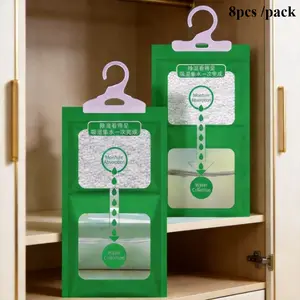100g/200g Moisture Absorbers 8 Pack Hanging Dehumidifier Bags for Closet Fragrance Free Desiccant Humidity Packs Prevent Mold Damp Proofing Camphor Aromatherapy Blocks Wooden Incense Holder Lavender Lemon Wood Hotel Diffuser Oil