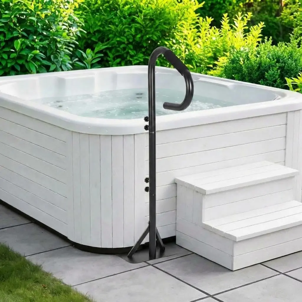 Garvee 35"-57" Hot Tub Handrail - 360° Swivel Handle, Anti-Slip Grip, Side-Slide Railing, 600LBS Capacity, Bathtub Safety Rails for Hot Tubs, Above-Ground Pools, Swim Spa Access