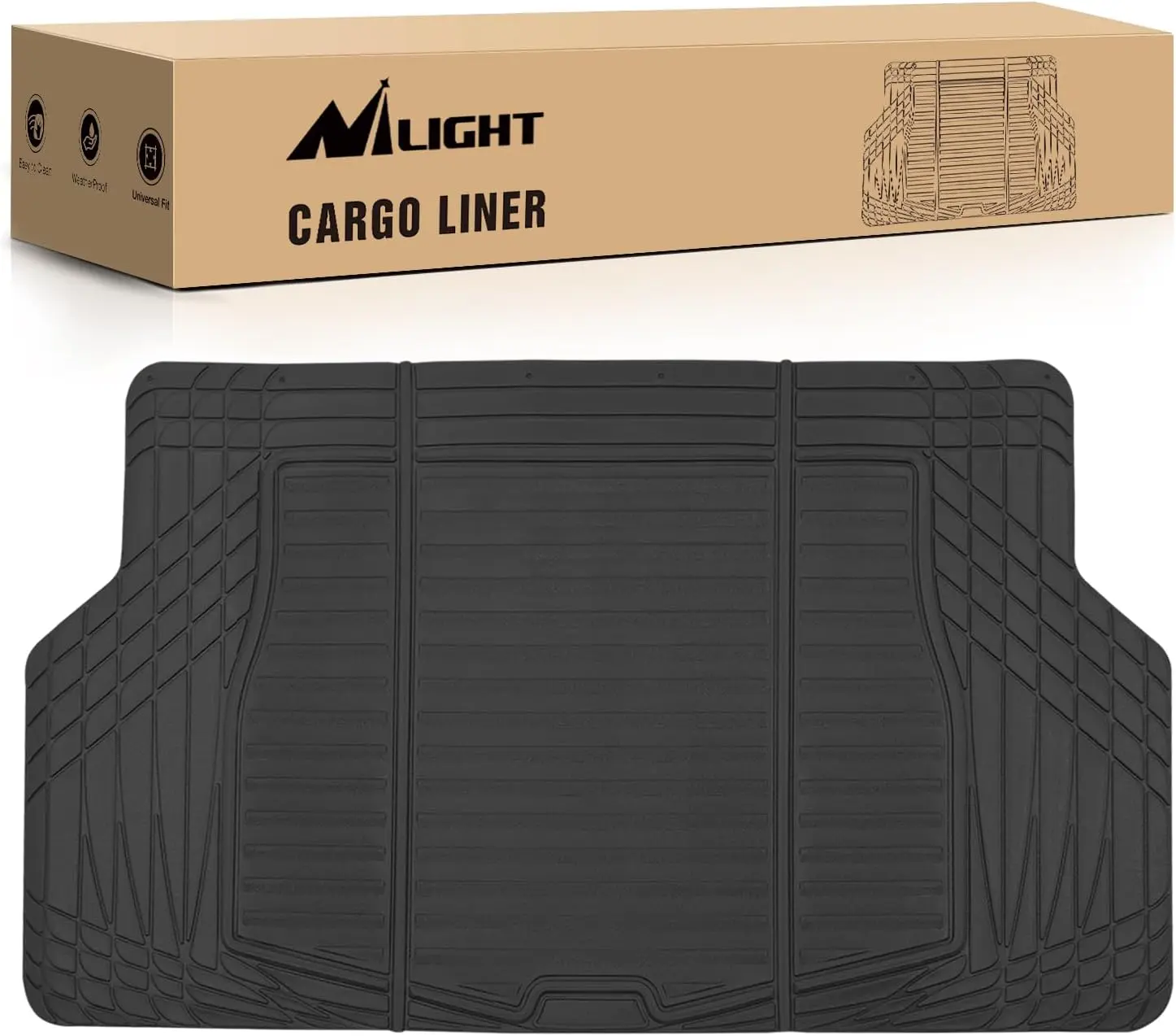 Nilight Rubber Cargo Mats - Anti-Skid Non-Slip All-Weather Heavy-Duty Cargo Liners, Universal Trim-to-Fit for Cars, Trucks, SUVs and Most Vehicles, Anti-Skid Non-Slip Mats
