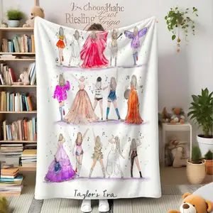 Taylor's Era Flannel Blanket, Thick Soft Plush Throw for Home Office Travel Camping Room Decor, No Fading Gift Idea