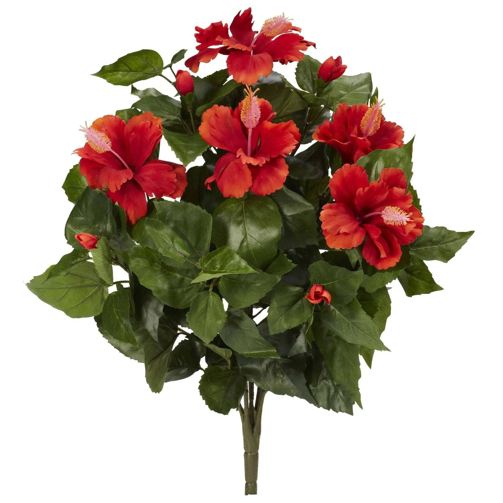 4-Piece 20” Artificial Hibiscus Plant Set, Artificial Indoor Decorative Table Centerpiece for Home Room Decor