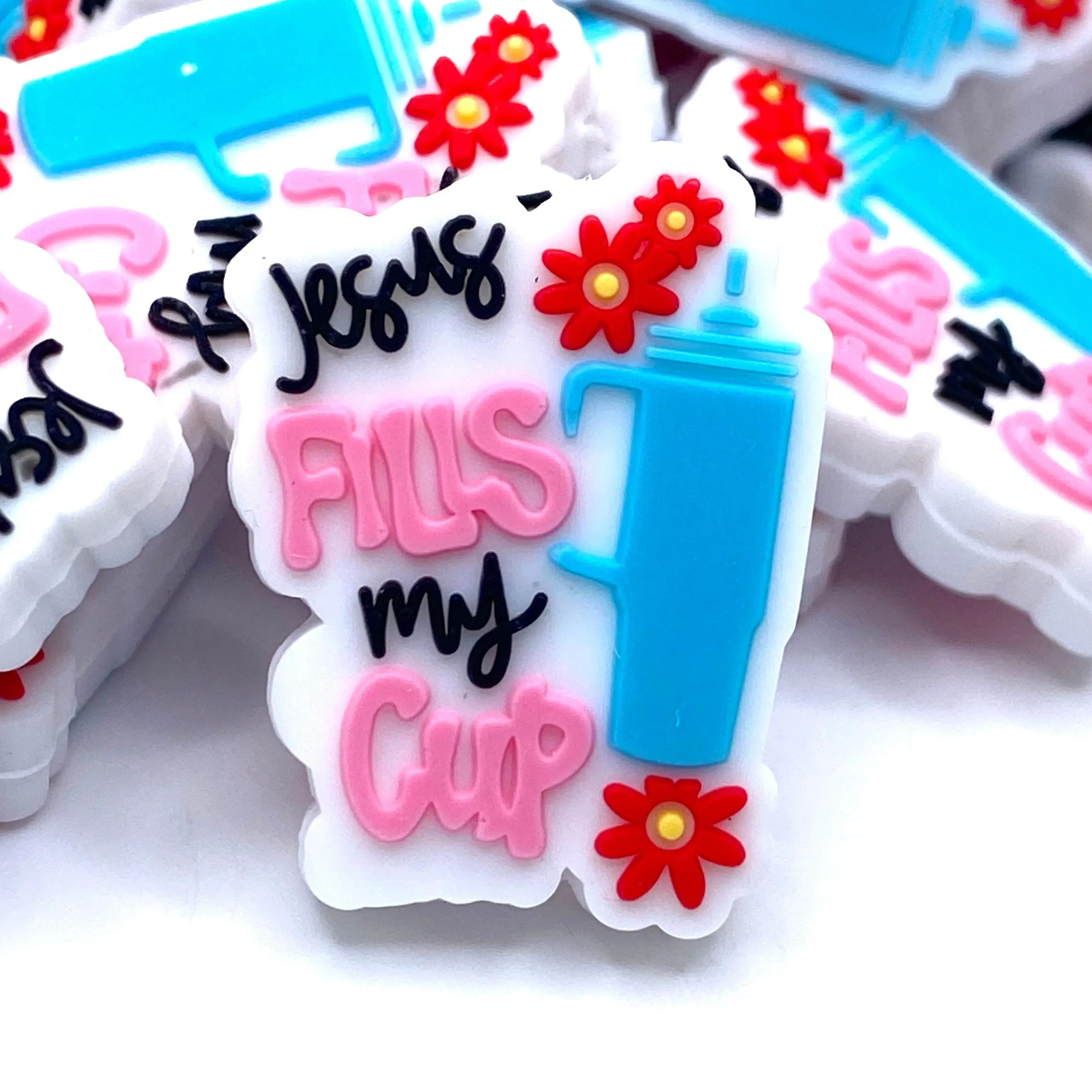 1pc Jesus Fills My Cup 3.0 Silicone Focal Beads - DIY Beading & Crafting Supplies