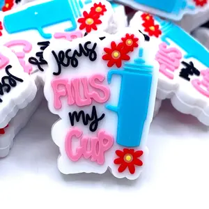 1pc Jesus Fills My Cup 3.0 Silicone Focal Beads - DIY Beading & Crafting Supplies