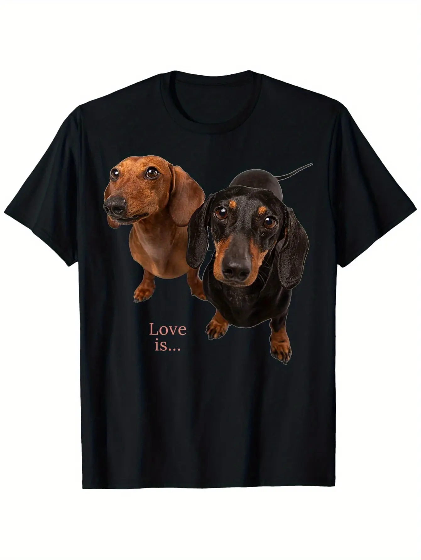 Dachshund-Themed Cotton T-Shirt - Cute Wiener Dog Print, Casual Round Neck, Short Sleeve,, Slightly Elastic, Machine Washable, Sizes S-XXXL