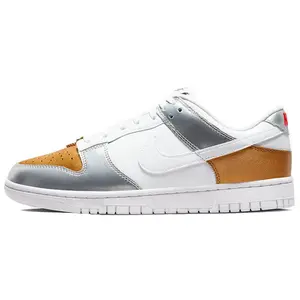 NIKE Women's Dunk Low SE 'Silver Gold Metallic' Sports Shoe, Casual Footwear, Fashion Sneaker