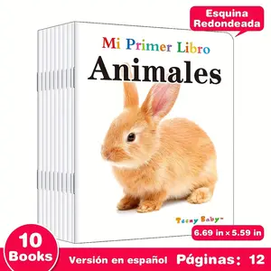 Teeny Baby 10 Book Set Spanish Animal Cognition, Round Corners for Safety, Early Education Books for Infants, Early Reading Book, Preschool Learning Book, Early Reader Books