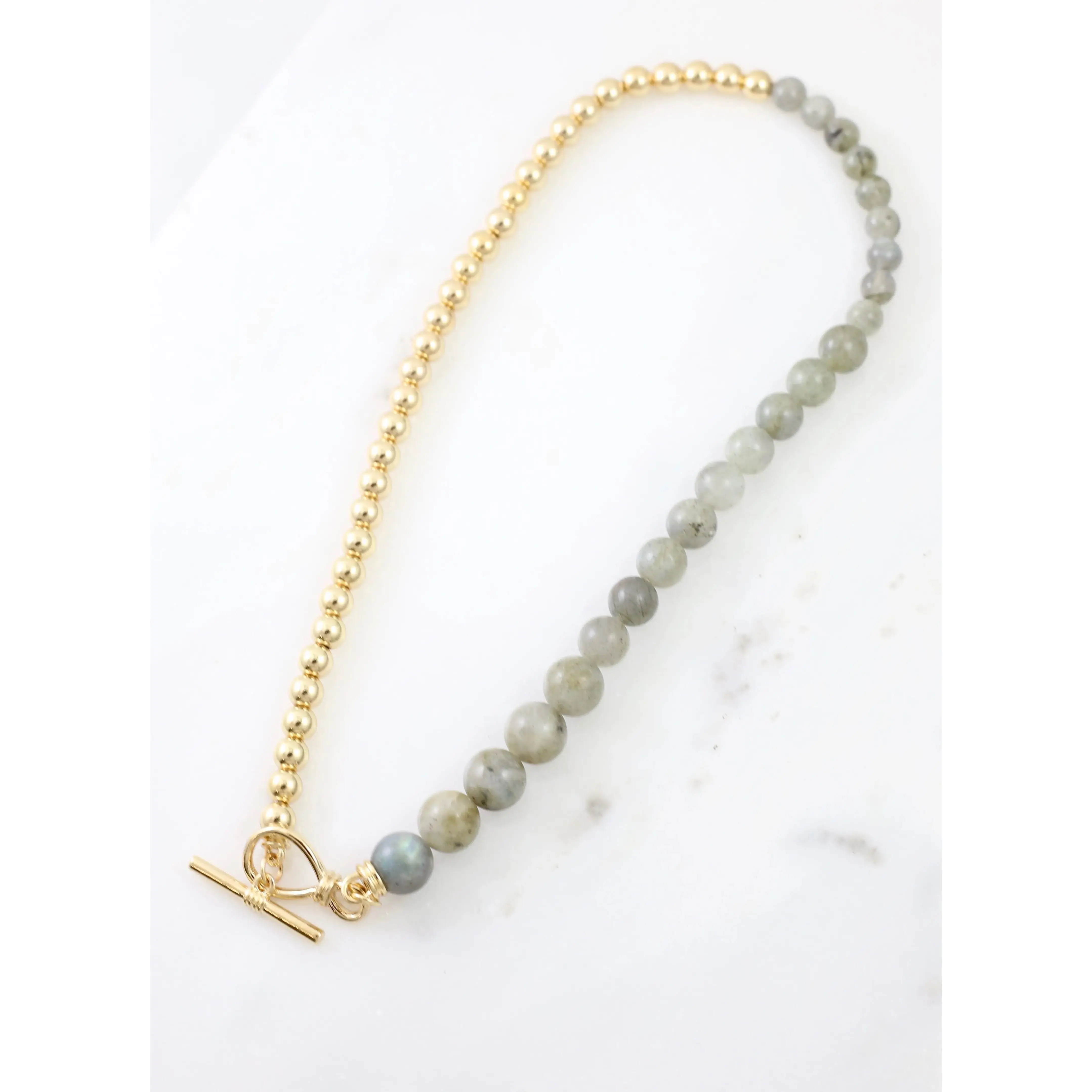 Gray Palette Semi-Precious Stone Beaded Necklace, an Elegant 16-inch Gold-Toned Daily Wear Accessory for Special Occasions, Daily Wear Necklace, Elegant Necklace Design
