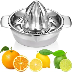 Lemon Orange Grapefruit Juicer Manual Squeezer 304 Stainless Steel Robust Hand Juicer Reamer Rotation Press with Strainer&10oz Bowl, 2 Pour Spouts, Dishwasher Safe, Easy to Clean, Heavy Duty