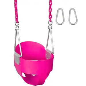 Swing Set Stuff Inc. Highback Full Bucket Swing Seat with 5 1/2 Ft Coated Chain Pink for Children 2 to 5 Years Rust Resistant Hardware Polyethylene Material